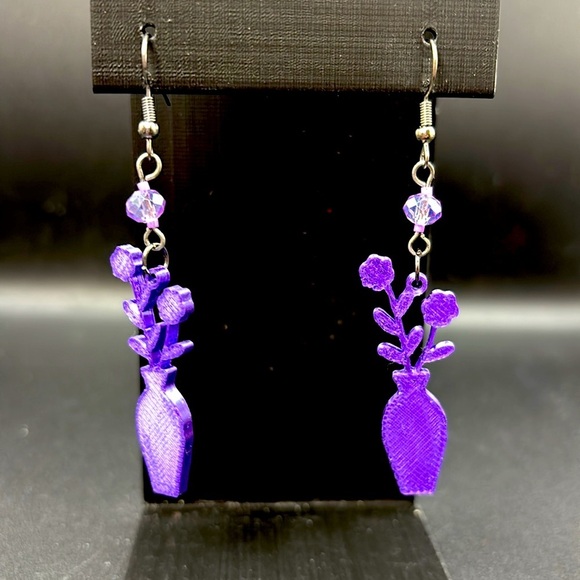Purple Vase Earrings - Picture 3 of 6